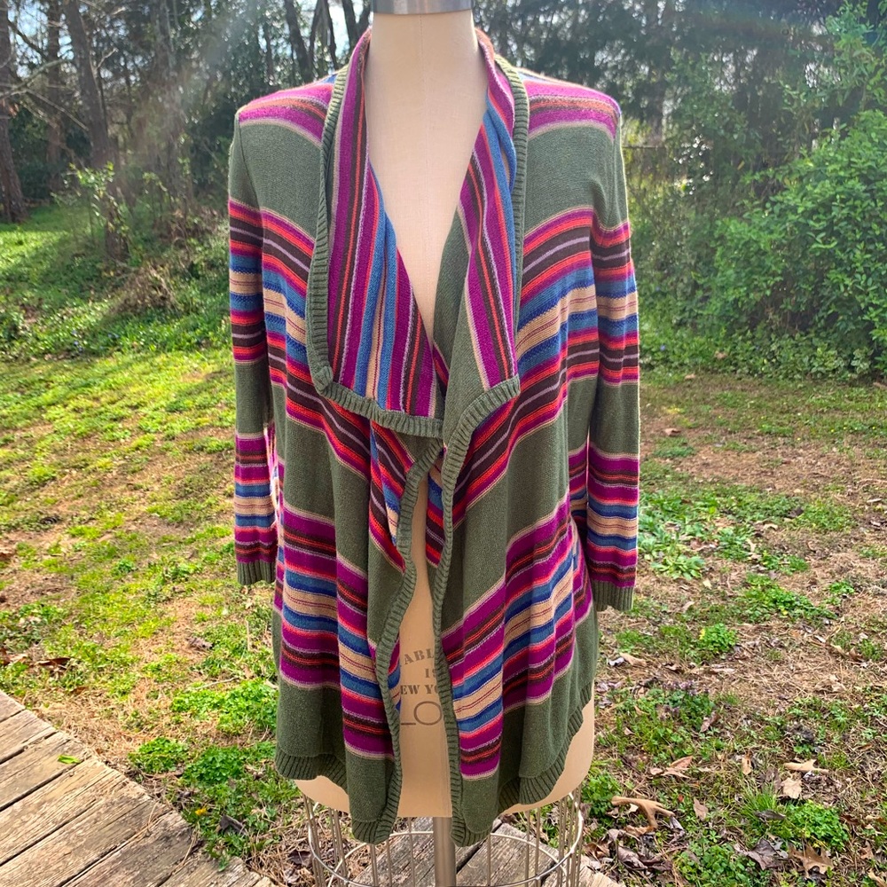 Stripe Fly-Away Rainbow Knit Cardigan